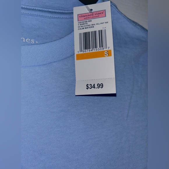 BNWT Vineyard Vines Blue Tee Shirt in Size Small- Calm Waters Print with Blue - Picture 2 of 4